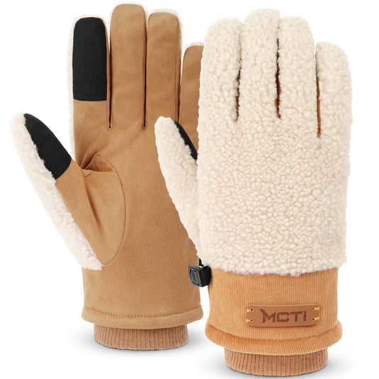 MCTi Winter Sherpa Gloves for Women Warm for Cold Weather Touchscreen Fleece Lining MCTi