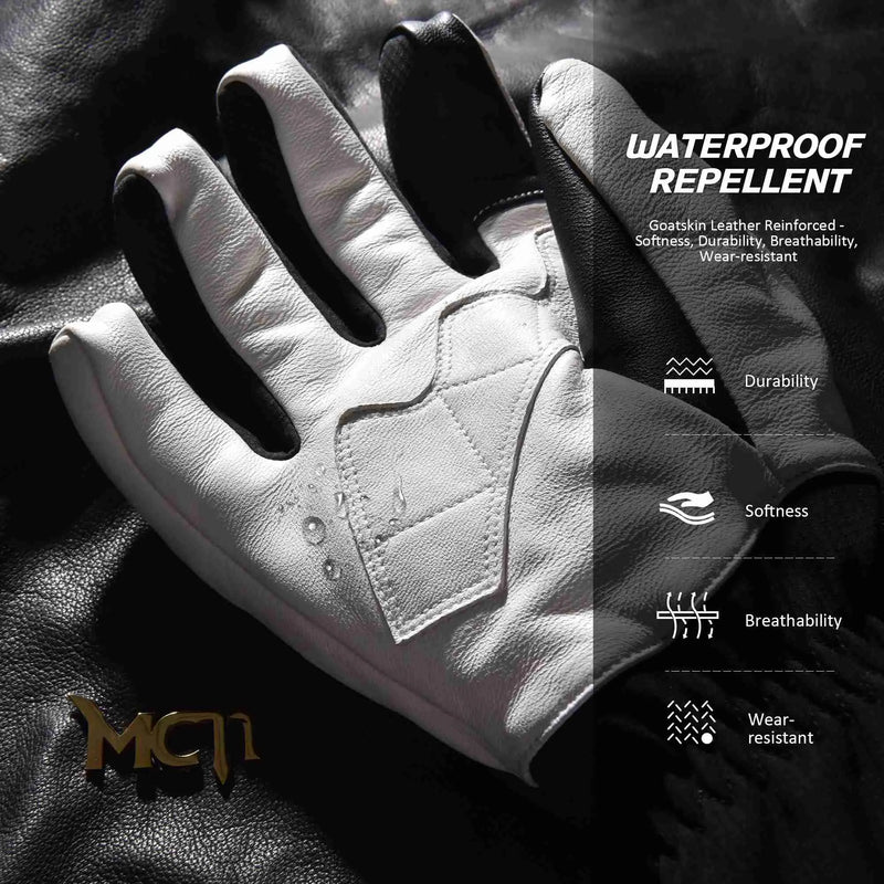 Load image into Gallery viewer, MCTi Leather Ski Gloves Men's Waterproof Touch Screen Long Gauntlet for Snowboarding Mountaineering MCTi