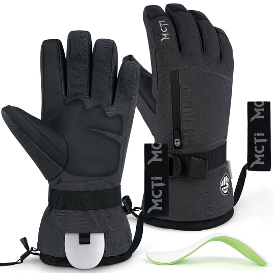MCTi Pro Wrist Support Ski Gloves for Men, Waterproof Snowboard Gloves with Wrist Guard, 3M Thinsulate, High Abrasion Resistance MCTi