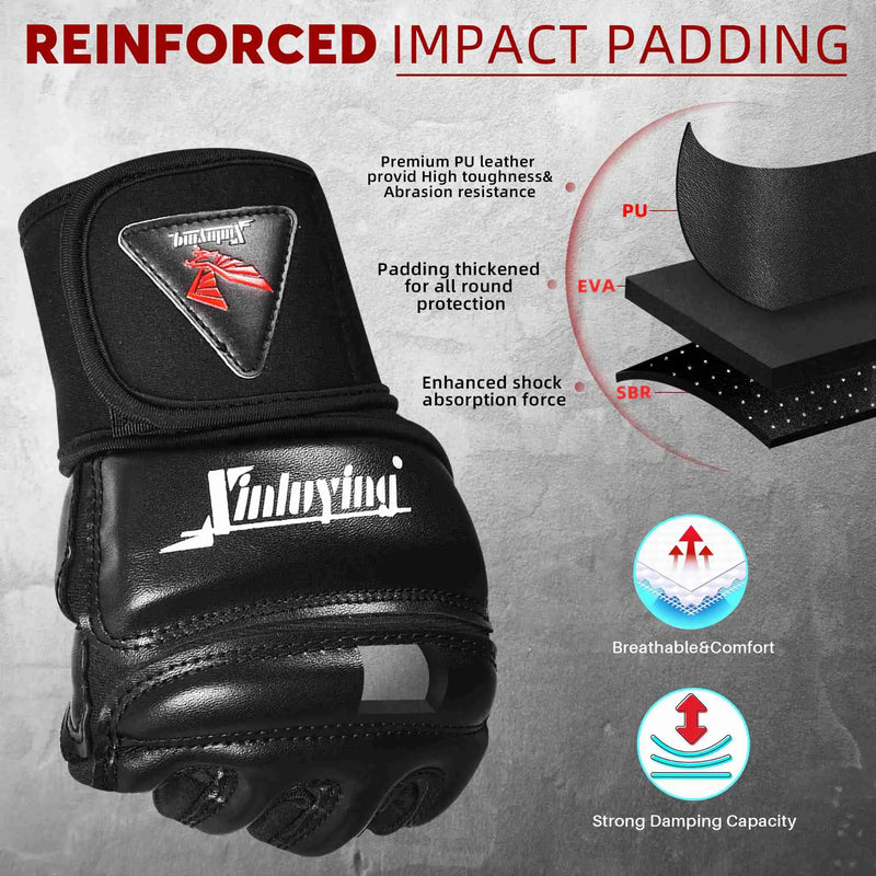 Load image into Gallery viewer, Xinluying MMA Gloves Punch Bag Training Martial Arts Sparring Grappling Kickboxing Muay Thai Boxing Gloves, Thickened Knuckle Pads,Widen The Wristband,Fingerless Rub Resistance Mitts for Men Women Xinluying