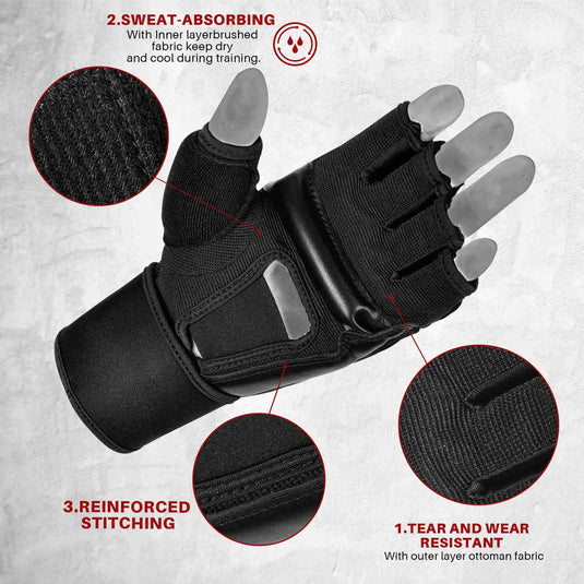 Xinluying MMA Gloves Punch Bag Training Martial Arts Sparring Grappling Kickboxing Muay Thai Boxing Gloves, Thickened Knuckle Pads,Widen The Wristband,Fingerless Rub Resistance Mitts for Men Women Xinluying