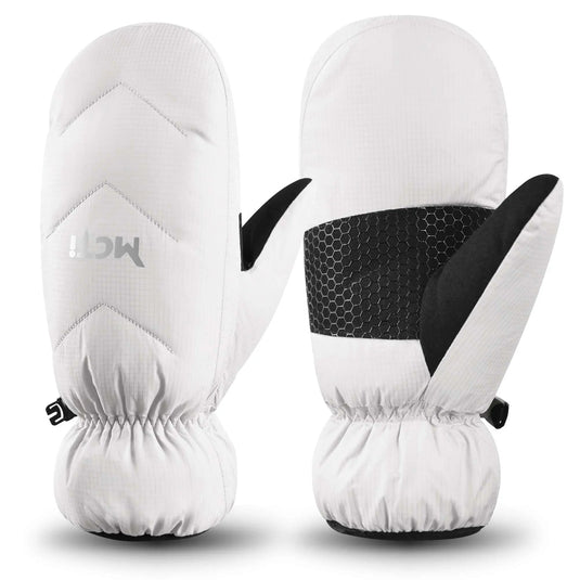 White MCTi Women's Goose Down Mittens: Warmth & style.
