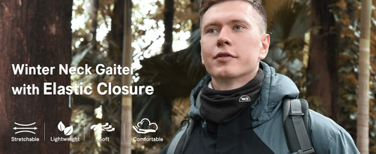 Characteristics of MCTi Winter Neck Gaiter with Elastic Closure: Stretchable, lightweight, soft, and comfortable.