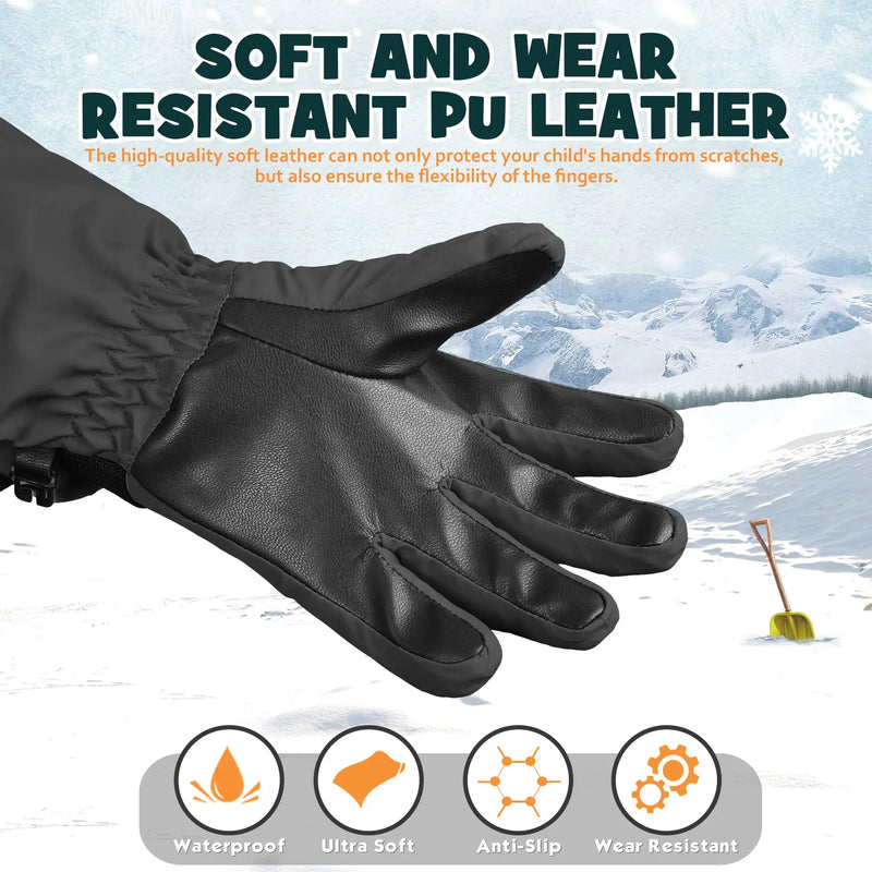 Load image into Gallery viewer, MCTi Kids Gloves Waterproof Winter Warm Snow Ski Gloves Long Cuff Fleece Lined with Reflective Strap MCTi