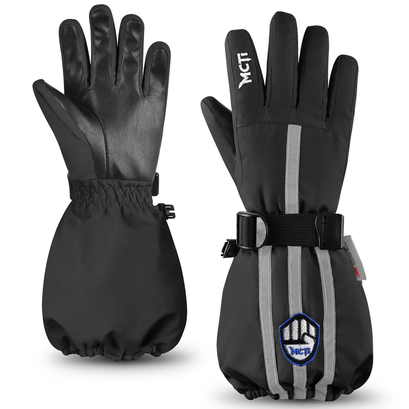 Load image into Gallery viewer, MCTi Kids Gloves Waterproof Winter Warm Snow Ski Gloves Long Cuff Fleece Lined with Reflective Strap MCTi