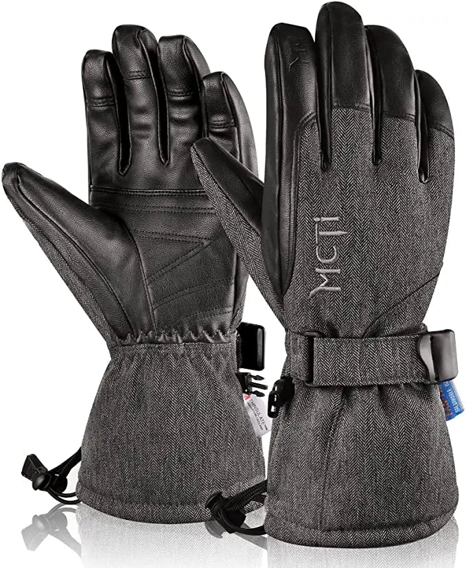 MCTi Men's Waterproof Ski Gloves - Insulated for Winter Sports Medium / Black