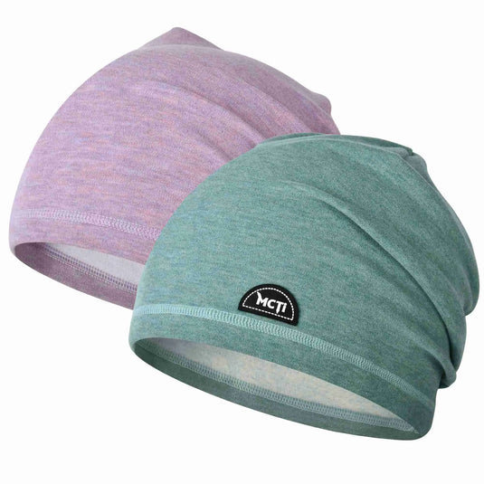 MCTi Slouchy Beanie for Men Women, Winter Warm Stretchy Skull Cap Hat Lightweight for Running Cycling 2 Packed MCTi