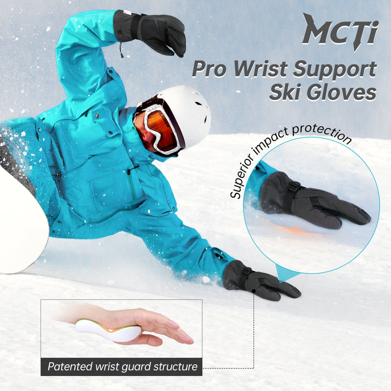 Load image into Gallery viewer, MCTi Pro Wrist Support Ski Gloves for Men, Waterproof Snowboard Gloves with Wrist Guard, 3M Thinsulate, High Abrasion Resistance MCTi

