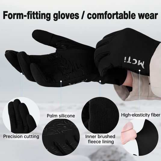 MCTi Winter Gloves for Men Women, Touch Screen Gloves with Conductive Microfiber, Palm Silicone, for Running Driving Hiking MCTi