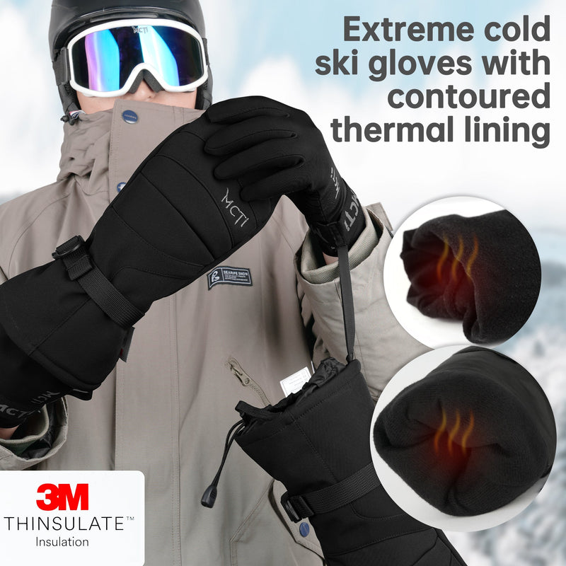 Load image into Gallery viewer, MCTi 2 in 1 Winter Ski Gloves for Men, Waterproof Snowboard Gloves, Thick Ski Mittens &amp; Fleece Glove Liners, 2 Pairs MCTi
