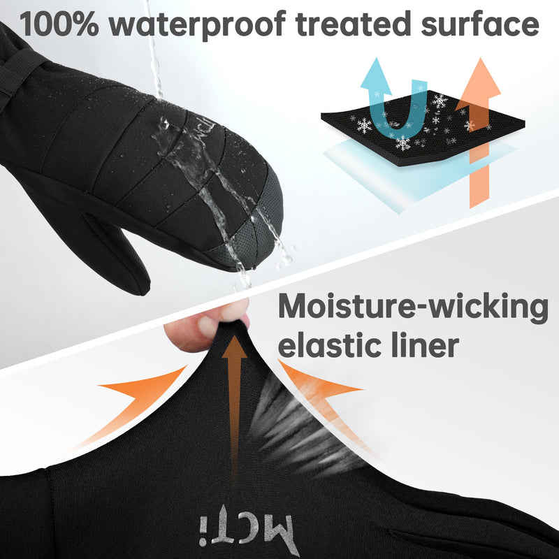 Load image into Gallery viewer, MCTi 2 in 1 Winter Ski Gloves for Men, Waterproof Snowboard Gloves, Thick Ski Mittens &amp; Fleece Glove Liners, 2 Pairs MCTi
