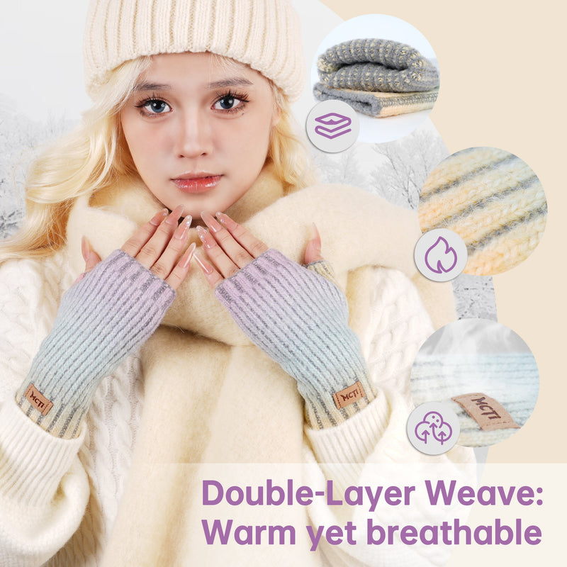 Load image into Gallery viewer, MCTi Winter Gloves for Women, Fingerless Mittens Knitted, Typing Gloves with Long Wrist Cuff, Warm for Cold Weather MCTi
