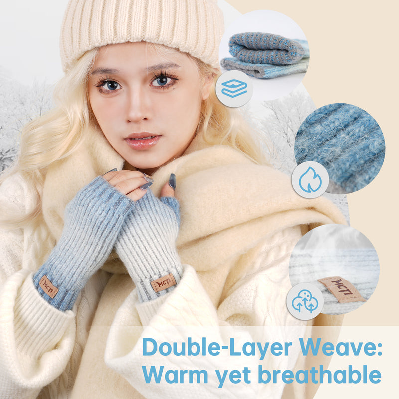 Load image into Gallery viewer, MCTi Winter Gloves for Women, Fingerless Mittens Knitted, Typing Gloves with Long Wrist Cuff, Warm for Cold Weather
