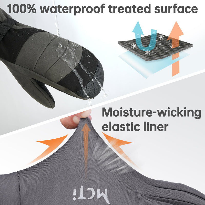 Load image into Gallery viewer, MCTi 2 in 1 Winter Ski Gloves for Men, Waterproof Snowboard Gloves, Thick Ski Mittens &amp; Fleece Glove Liners, 2 Pairs MCTi
