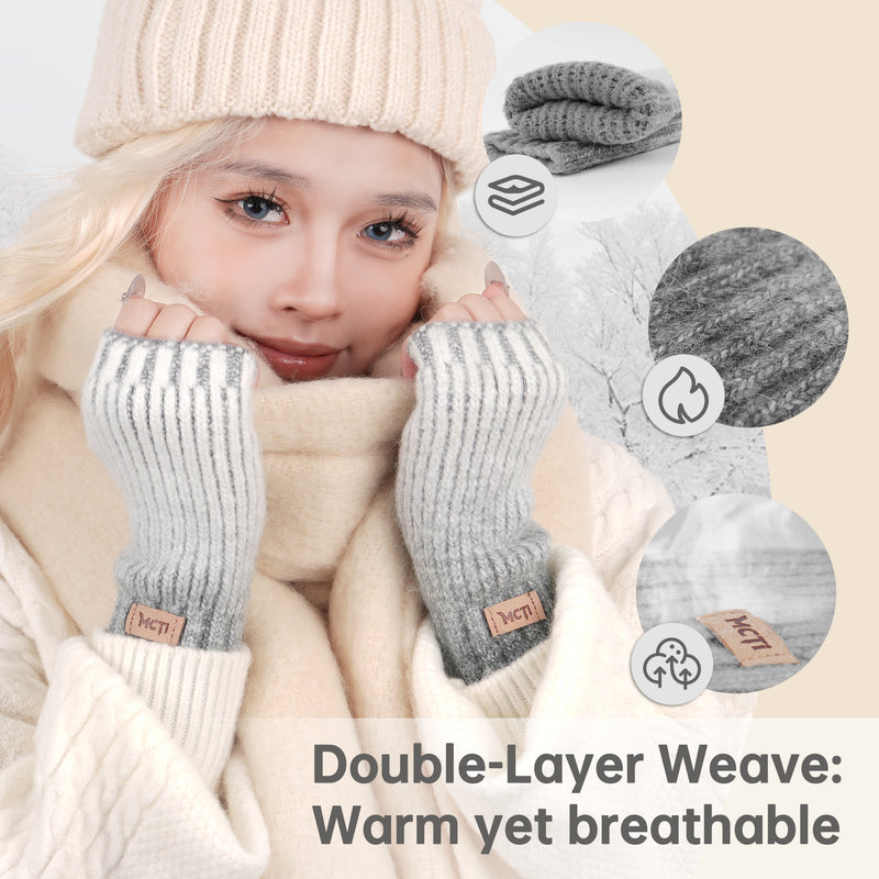 Load image into Gallery viewer, MCTi Winter Gloves for Women, Fingerless Mittens Knitted, Typing Gloves with Long Wrist Cuff, Warm for Cold Weather

