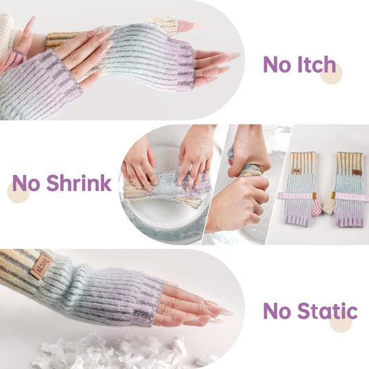MCTi Winter Gloves for Women, Fingerless Mittens Knitted, Typing Gloves with Long Wrist Cuff, Warm for Cold Weather MCTi