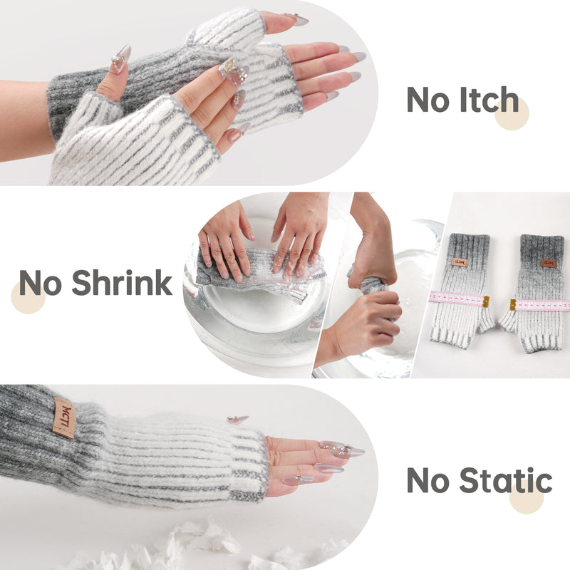 Load image into Gallery viewer, MCTi Winter Gloves for Women, Fingerless Mittens Knitted, Typing Gloves with Long Wrist Cuff, Warm for Cold Weather
