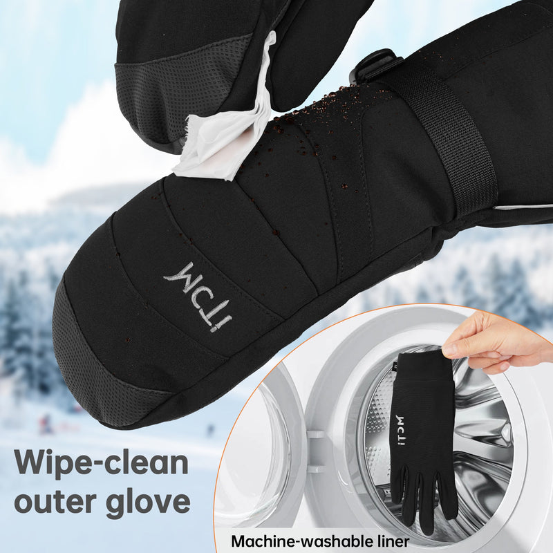 Load image into Gallery viewer, MCTi 2 in 1 Winter Ski Gloves for Men, Waterproof Snowboard Gloves, Thick Ski Mittens &amp; Fleece Glove Liners, 2 Pairs MCTi
