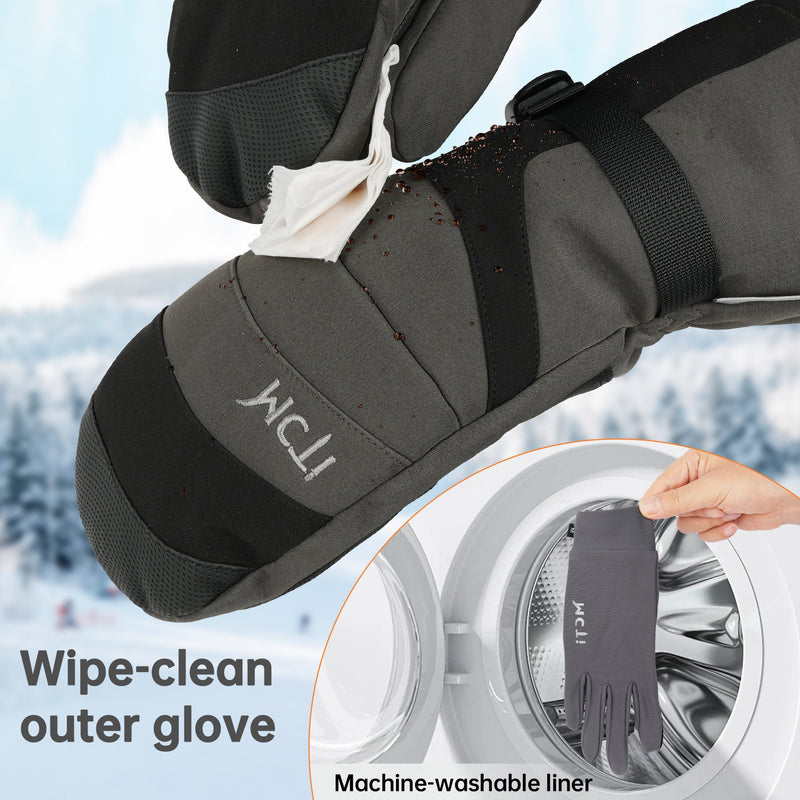 Load image into Gallery viewer, MCTi 2 in 1 Winter Ski Gloves for Men, Waterproof Snowboard Gloves, Thick Ski Mittens &amp; Fleece Glove Liners, 2 Pairs MCTi
