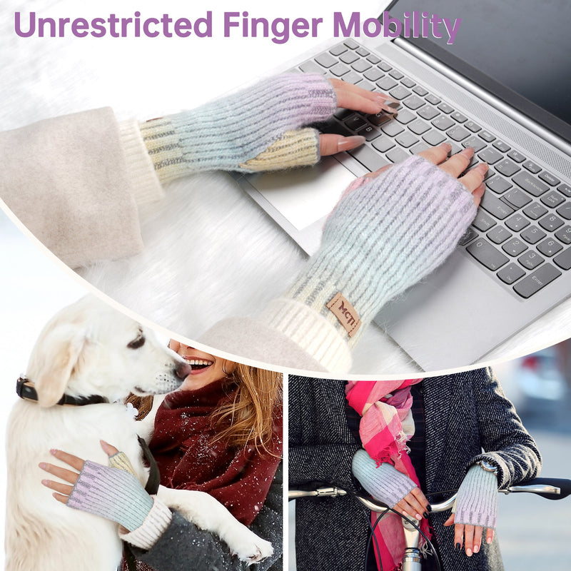 Load image into Gallery viewer, MCTi Winter Gloves for Women, Fingerless Mittens Knitted, Typing Gloves with Long Wrist Cuff, Warm for Cold Weather MCTi
