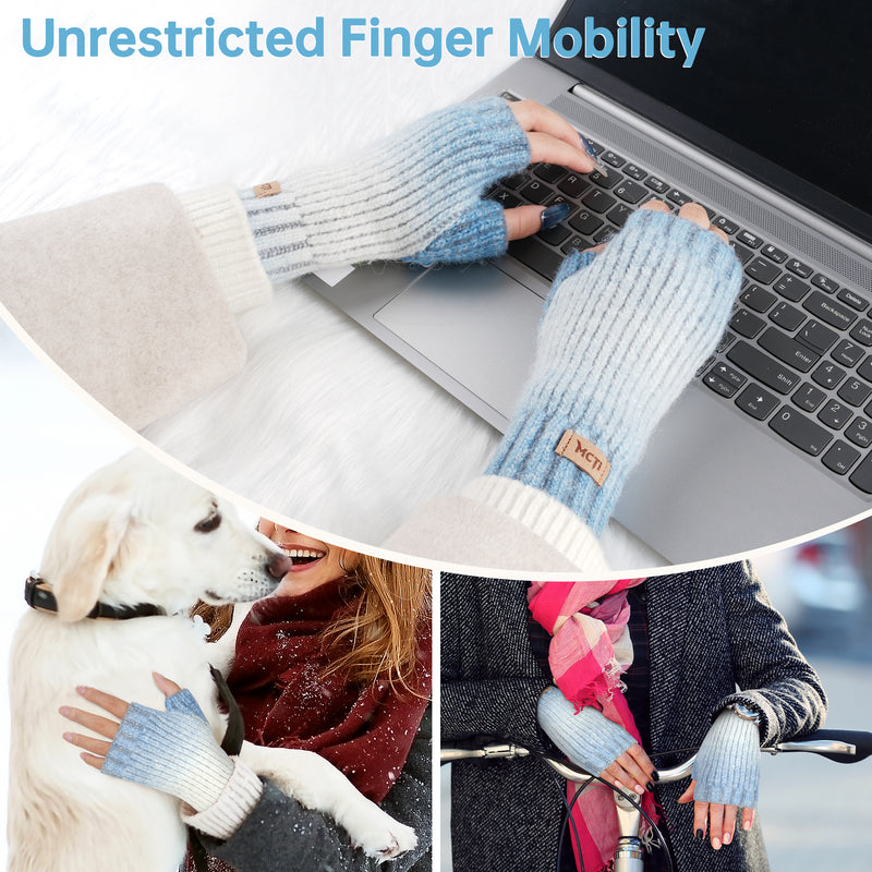 Load image into Gallery viewer, MCTi Winter Gloves for Women, Fingerless Mittens Knitted, Typing Gloves with Long Wrist Cuff, Warm for Cold Weather
