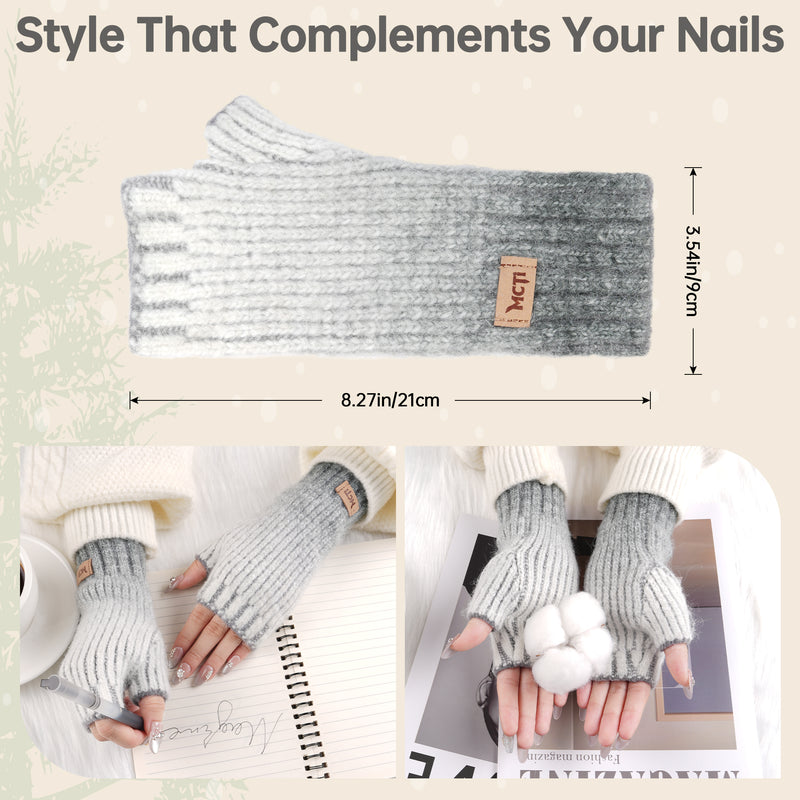 Load image into Gallery viewer, MCTi Winter Gloves for Women, Fingerless Mittens Knitted, Typing Gloves with Long Wrist Cuff, Warm for Cold Weather
