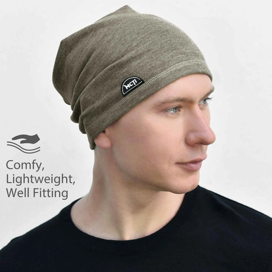 MCTi Lightweight Slouchy Beanie - Warm Stretchy Skull Cap for Running and Cycling MCTi