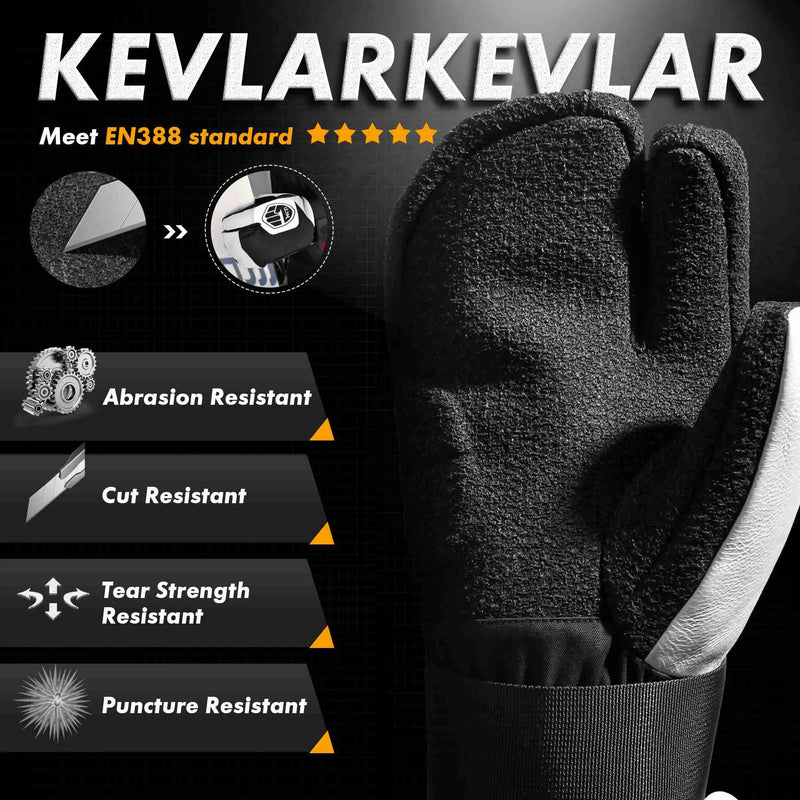 Load image into Gallery viewer, MCTi Snowboard Gloves with Wrist Guard 3-Finger Kevlar Gloves Waterproof for Winter Snow Skiing MCTi
