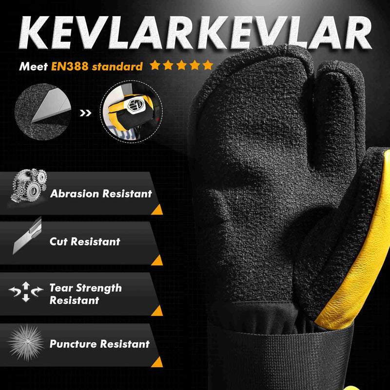 Load image into Gallery viewer, MCTi Snowboard Gloves with Wrist Guard 3-Finger Kevlar Gloves Waterproof for Winter Snow Skiing MCTi
