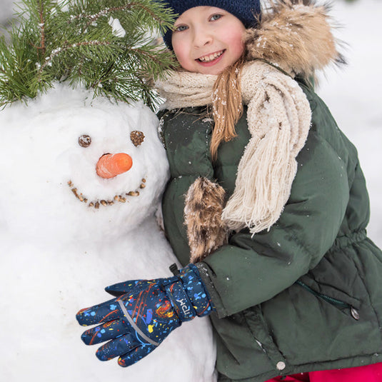 MCTi Kids Ski Gloves with Long Knitted Cuff