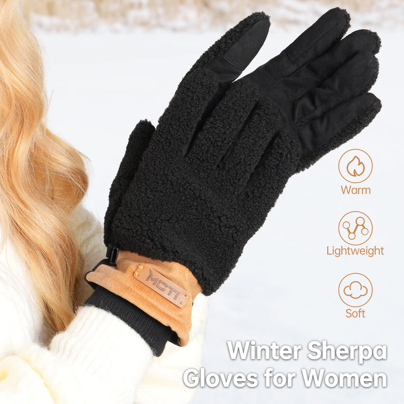 Load image into Gallery viewer, MCTi Winter Sherpa Gloves for Women Warm for Cold Weather Touchscreen Fleece Lining MCTi
