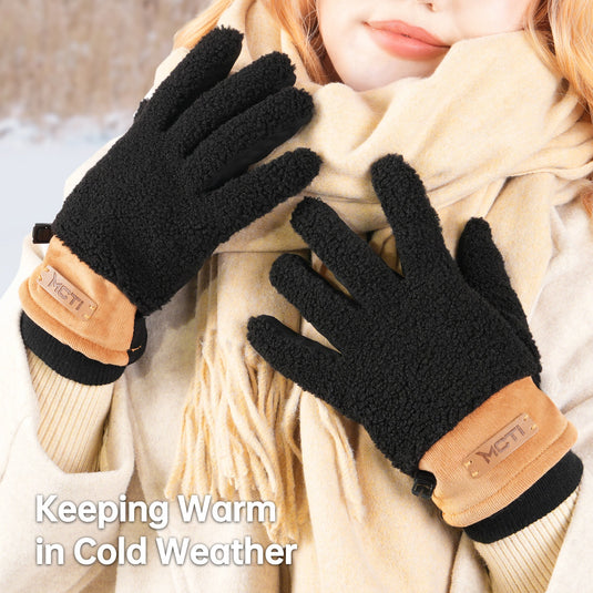 MCTi Winter Sherpa Gloves for Women Warm for Cold Weather Touchscreen Fleece Lining MCTi