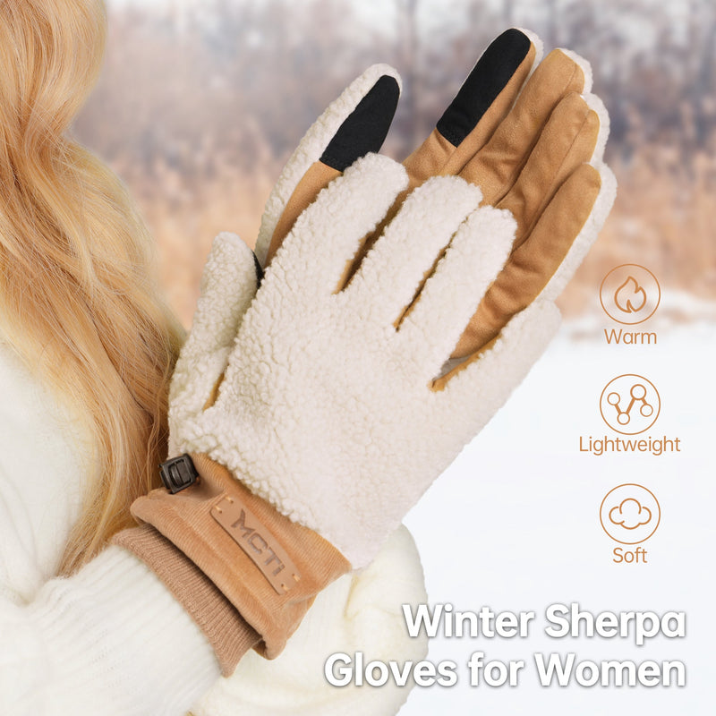 Load image into Gallery viewer, MCTi Winter Sherpa Gloves for Women Warm for Cold Weather Touchscreen Fleece Lining MCTi

