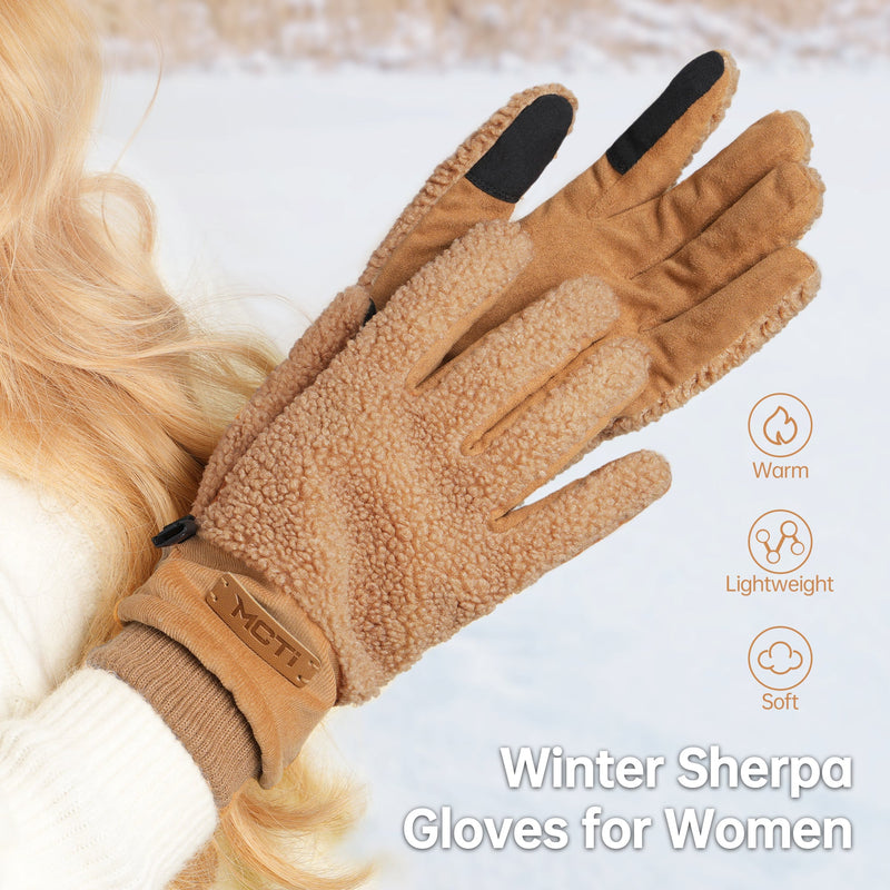 Load image into Gallery viewer, MCTi Winter Sherpa Gloves for Women Warm for Cold Weather Touchscreen Fleece Lining MCTi
