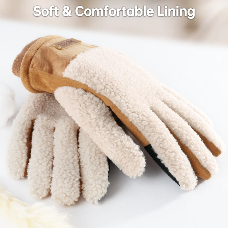 Load image into Gallery viewer, MCTi Winter Sherpa Gloves for Women Warm for Cold Weather Touchscreen Fleece Lining MCTi
