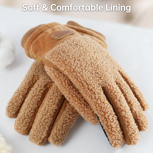 MCTi Winter Sherpa Gloves for Women Warm for Cold Weather Touchscreen Fleece Lining MCTi