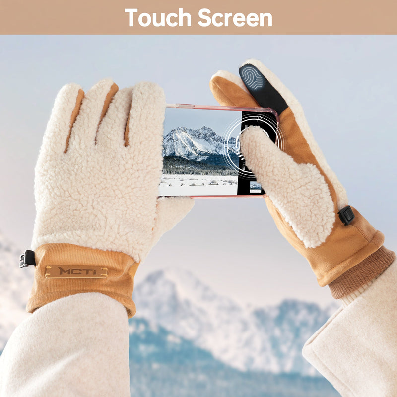 Load image into Gallery viewer, MCTi Winter Sherpa Gloves for Women Warm for Cold Weather Touchscreen Fleece Lining MCTi
