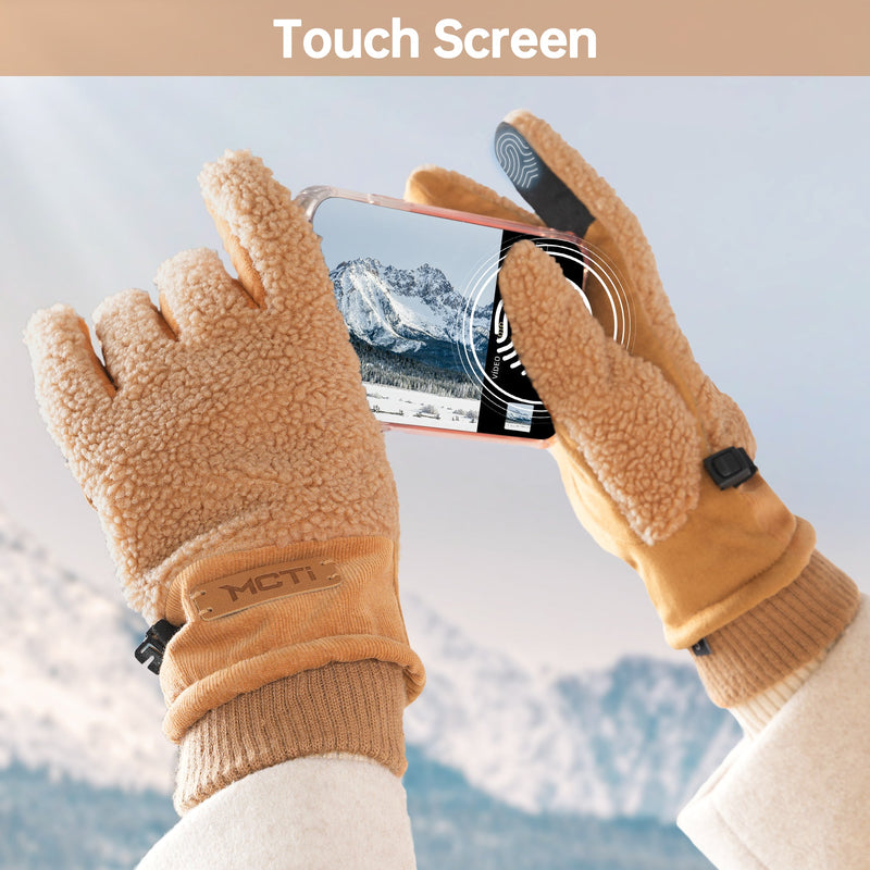 Load image into Gallery viewer, MCTi Winter Sherpa Gloves for Women Warm for Cold Weather Touchscreen Fleece Lining MCTi
