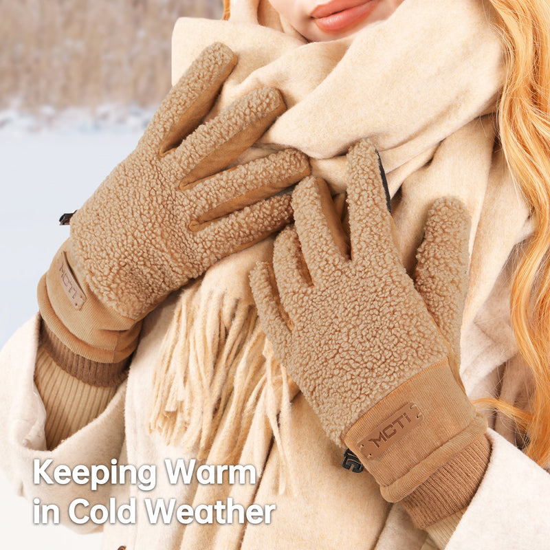 Load image into Gallery viewer, MCTi Winter Sherpa Gloves for Women Warm for Cold Weather Touchscreen Fleece Lining MCTi
