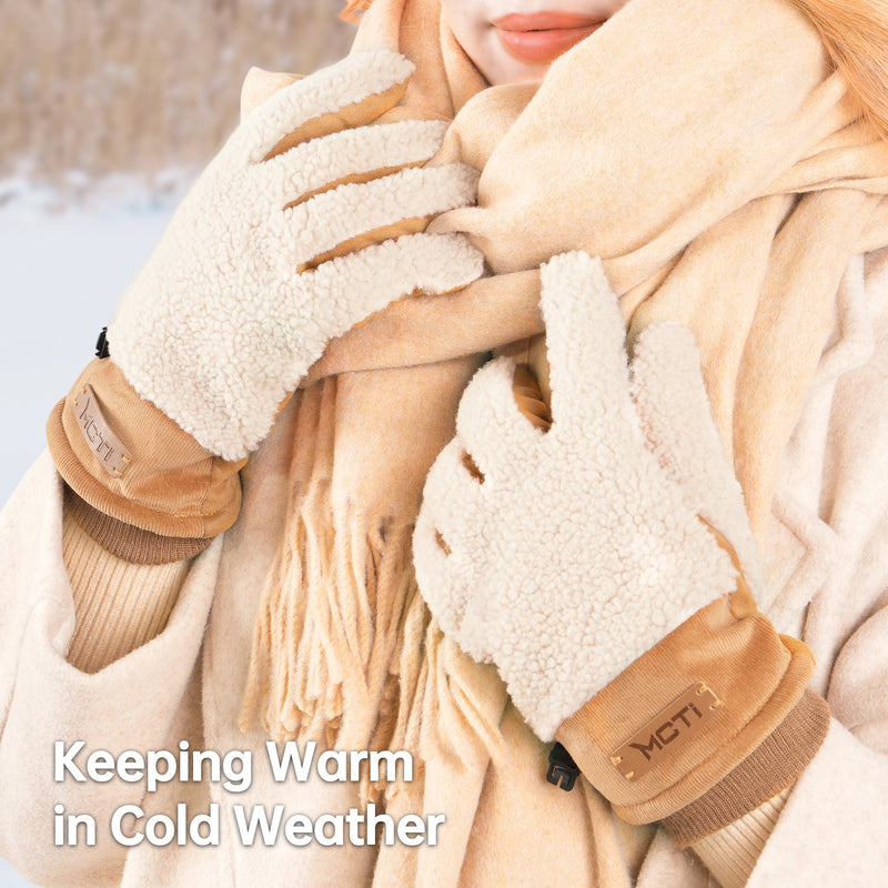 Load image into Gallery viewer, MCTi Winter Sherpa Gloves for Women Warm for Cold Weather Touchscreen Fleece Lining MCTi
