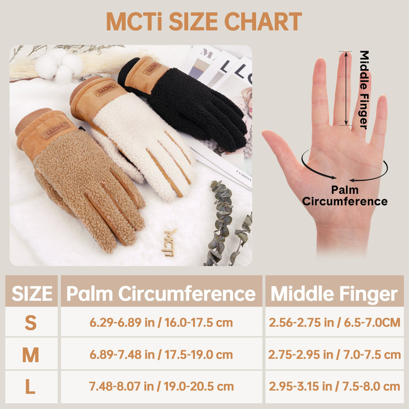 Load image into Gallery viewer, MCTi Winter Sherpa Gloves for Women Warm for Cold Weather Touchscreen Fleece Lining MCTi
