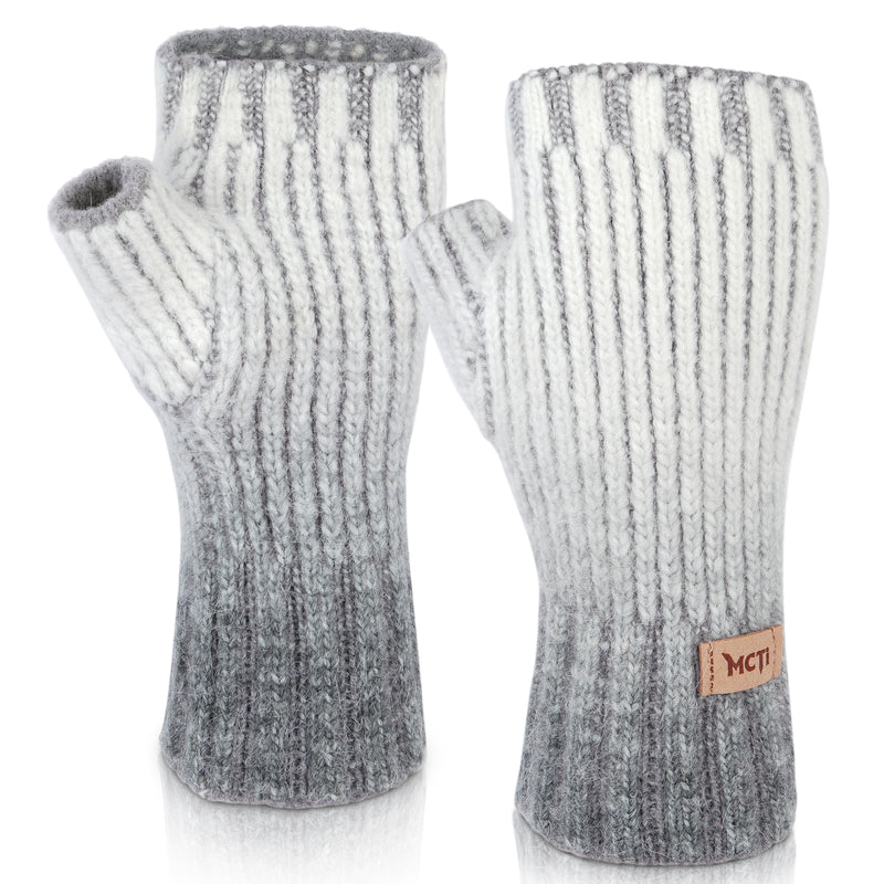 Load image into Gallery viewer, MCTi Winter Gloves for Women, Fingerless Mittens Knitted, Typing Gloves with Long Wrist Cuff, Warm for Cold Weather
