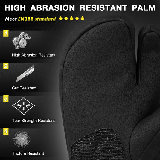 MCTi Snowboard Gloves with Wrist Guard 3-Finger Waterproof Mittens for Winter Snow Skiing MCTi