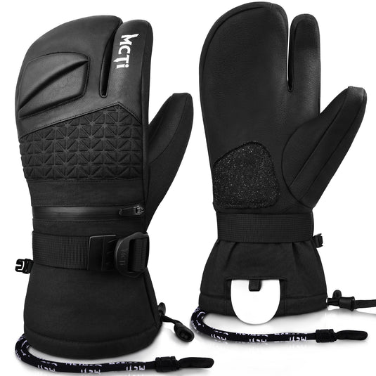 MCTi Snowboard Gloves with Wrist Guard 3-Finger Waterproof Mittens for Winter Snow Skiing MCTi