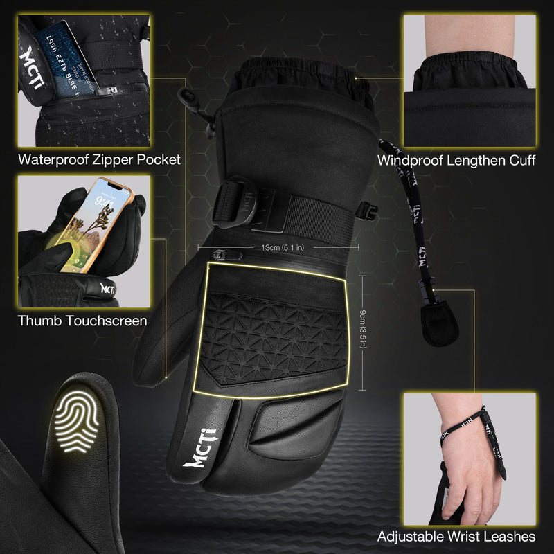 Load image into Gallery viewer, MCTi Snowboard Gloves with Wrist Guard 3-Finger Waterproof Mittens for Winter Snow Skiing MCTi
