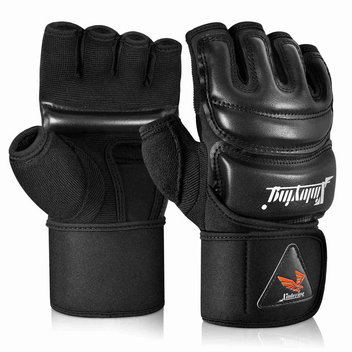 Xinluying MMA Gloves Punch Bag Training Martial Arts Sparring Grappling Kickboxing Muay Thai Boxing Gloves, Thickened Knuckle Pads，Widen The Wristband，Fingerless Rub Resistance Mitts for Men Women Xinluying