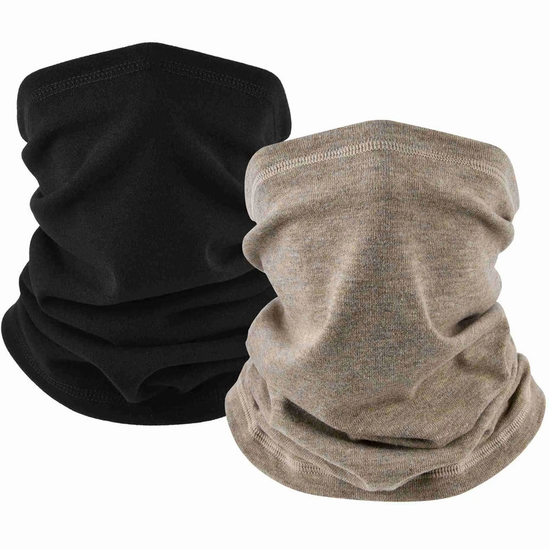 Load image into Gallery viewer, Black &amp; Brown MCTi Winter Neck Gaiter Set: Stylish cold weather accessories.
