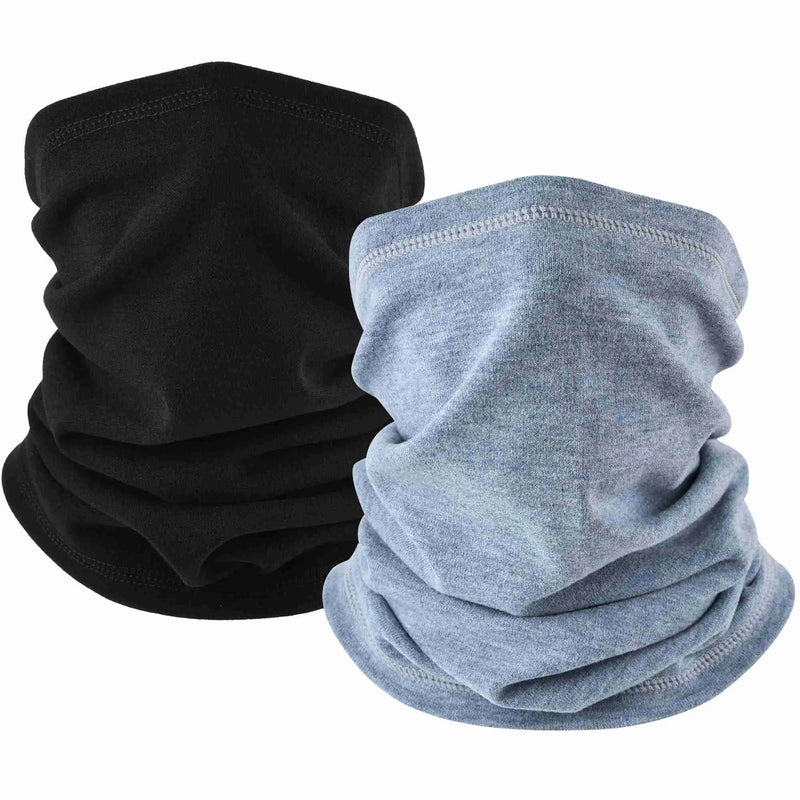 Load image into Gallery viewer, Black &amp; Light Blue MCTi Winter Neck Gaiter Set: Stylish cold weather accessories
