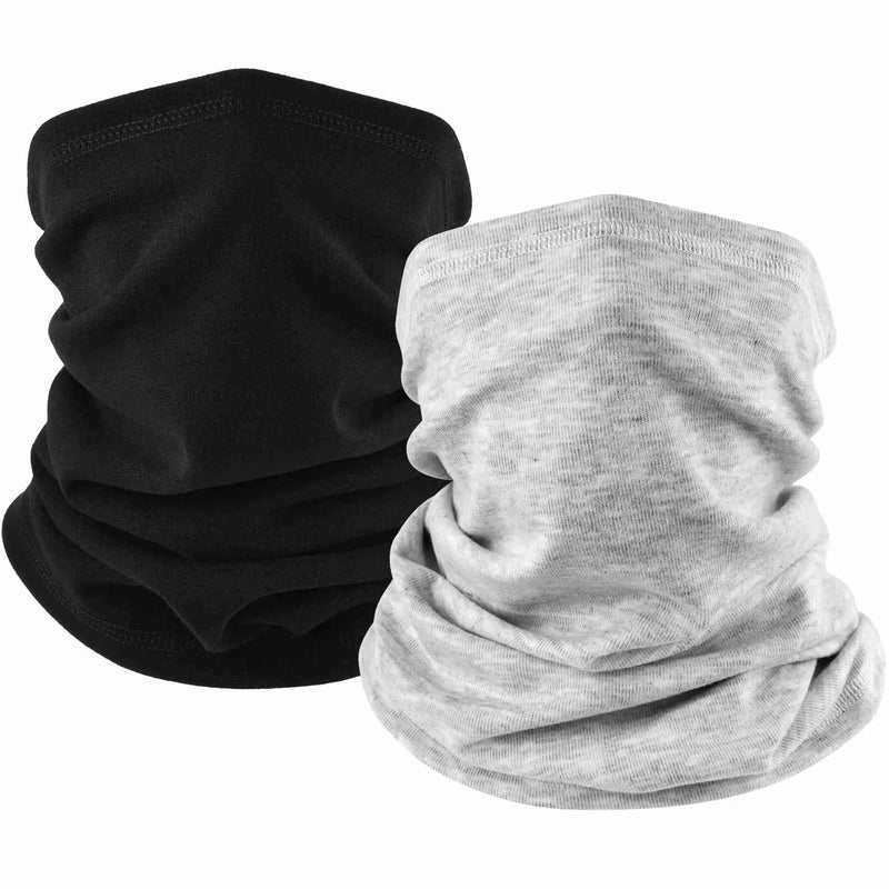 Load image into Gallery viewer, Black &amp; Light Gray MCTi Winter Neck Gaiter Set: Stylish cold weather accessories.
