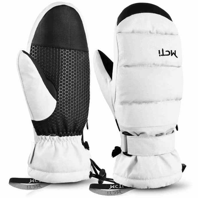MCTI White Quilted Style Mittens: Stylish appearance showcasing the product design.